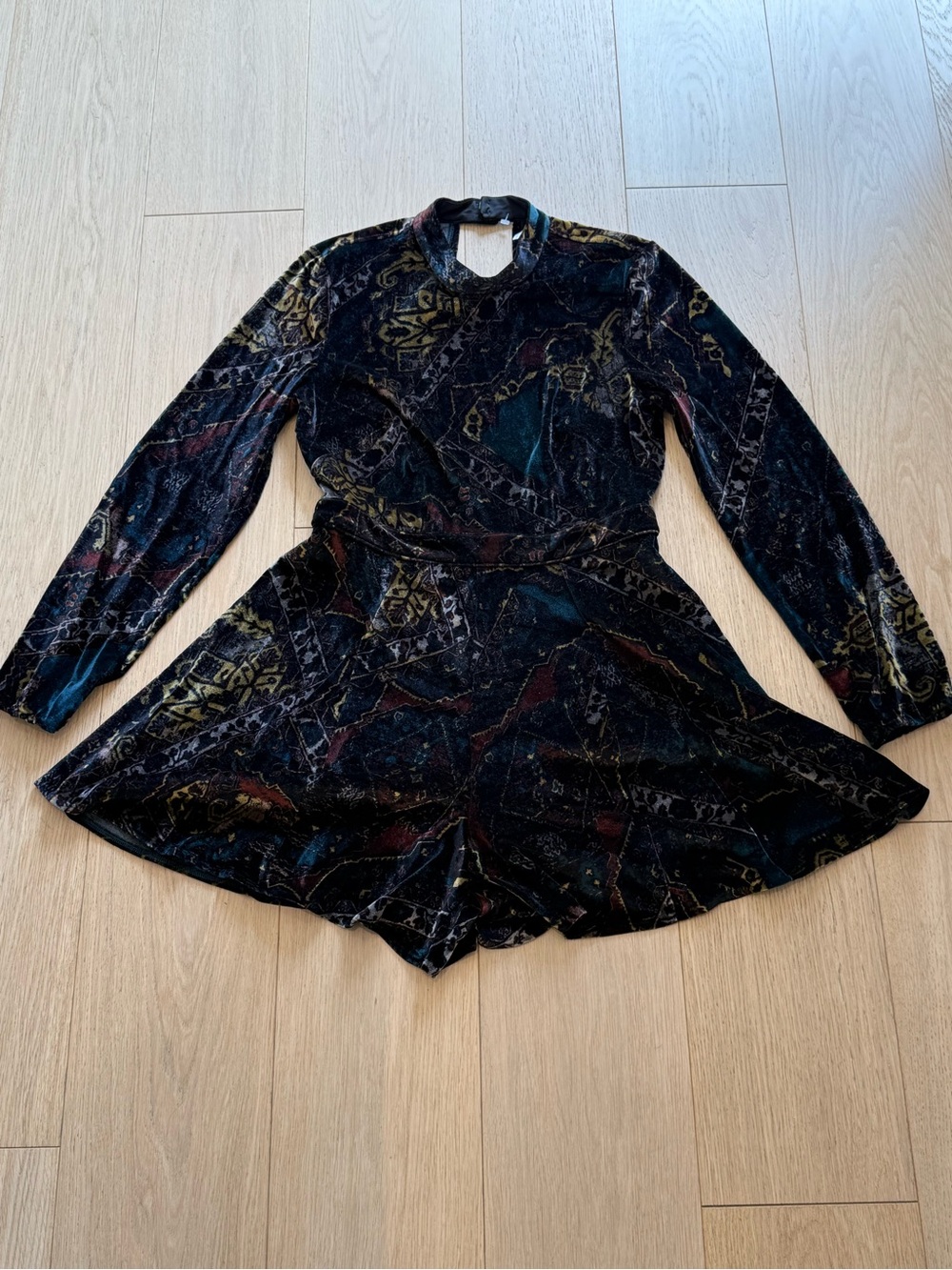 FREE PEOPLE Velvet Open Back Romper | Boho Luxe Feminine Bohemian Designer - Picture 5 of 10